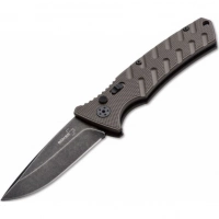 Автоматический складной нож Boker Plus Strike Coyote Spearpoint, сталь AUS-8 BlackWash™ Plain, рукоять анодированный алюминий, BK01BO424 купить в Новокузнецке