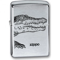 Зажигалка ZIPPO Alligator, с покрытием Brushed Chrome, латунь/сталь, серебристая, матовая, 36x12x56 купить в Новокузнецке