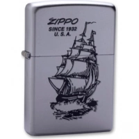 Зажигалка ZIPPO Boat-Zippo Satin Chrome, латунь с ник.-хром. покрыт., сереб., матовая, 36х56х12мм купить в Новокузнецке