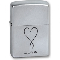 Зажигалка ZIPPO Love Satin Chrome, латунь с никеле-хромовым покрыт., серебр., матовая, 36х56х12 мм купить в Новокузнецке